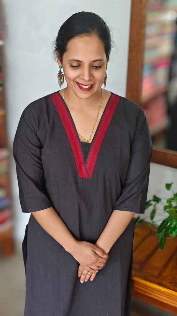 Black and Red Cotton Kurti