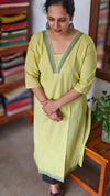 Lime Yellow and Green Cotton Kurti
