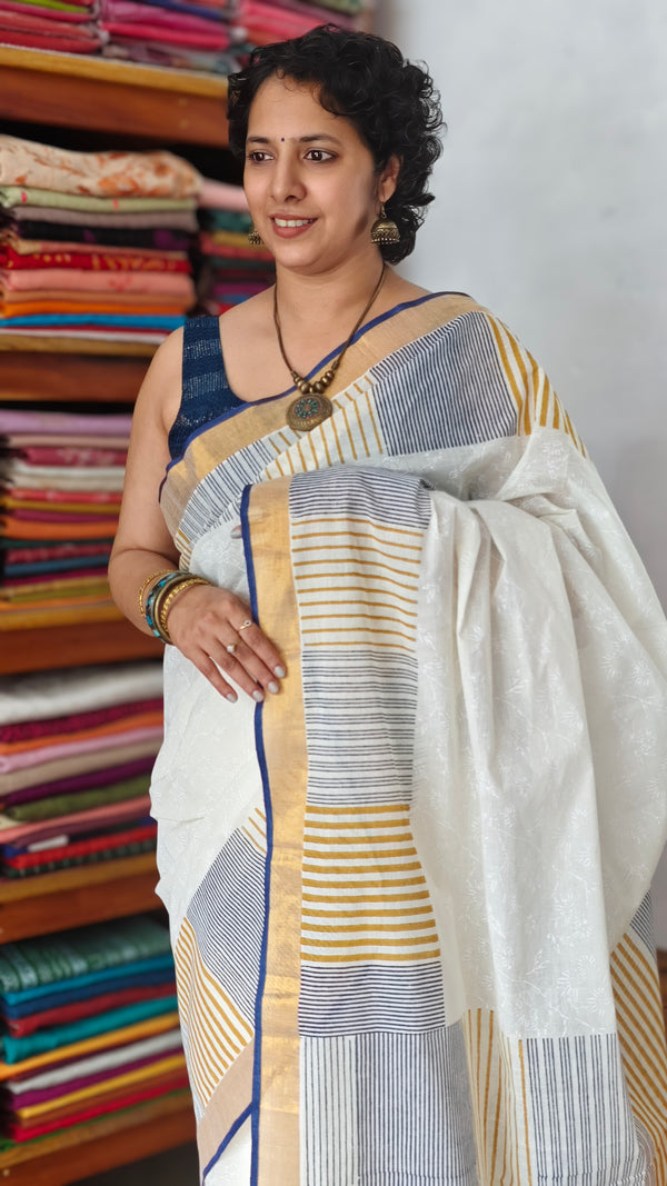 Block Printed Kerala Saree