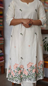 Off white A line Kurti with Embroidery
