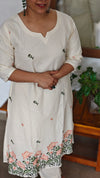 Off white A line Kurti with Embroidery