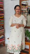 Off white A line Kurti with Embroidery