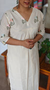 Off White Cotton Pleated Kurti