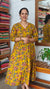 Mustard Floral Printed Anarkali Dress