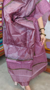 Onion Pink Printed Tussar Silk Suit - PTS25
