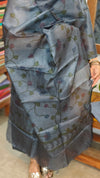 Bluish Grey Printed Tussar Silk Suit - PTS25