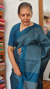 Classic Blue Semi Tussar Silk Saree - TF51