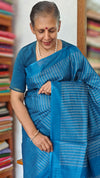 Azure Blue Semi Tussar Silk Saree - TF51