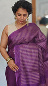 Wine Purple Semi Tussar Silk Saree - TF51