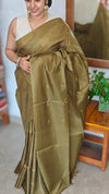 Olive Green Semi Tussar Silk Saree - TF51