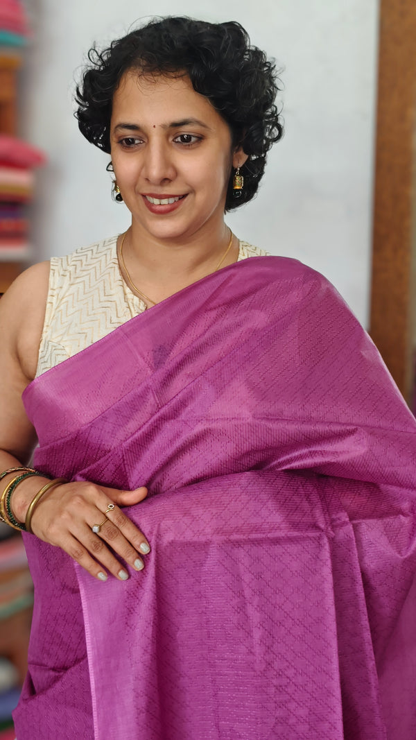Orchid Purple Semi Tussar Silk Saree - TF51