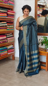 Classic Blue Semi Tussar Silk Saree - TF51 - 4