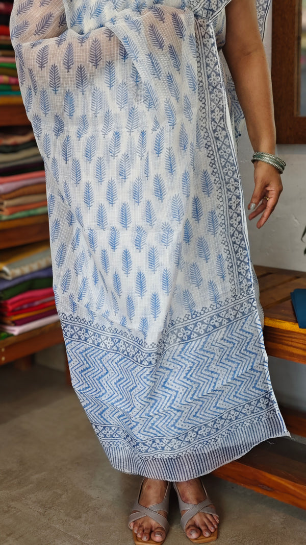White and Blue Super net Kota Suit