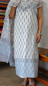 White and Blue Super net Kota Suit