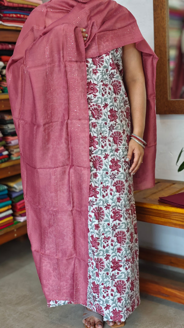 Cotton Block Printed Suit with Chanderi Dupatta