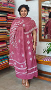 Mauve Block printed Cotton Suit
