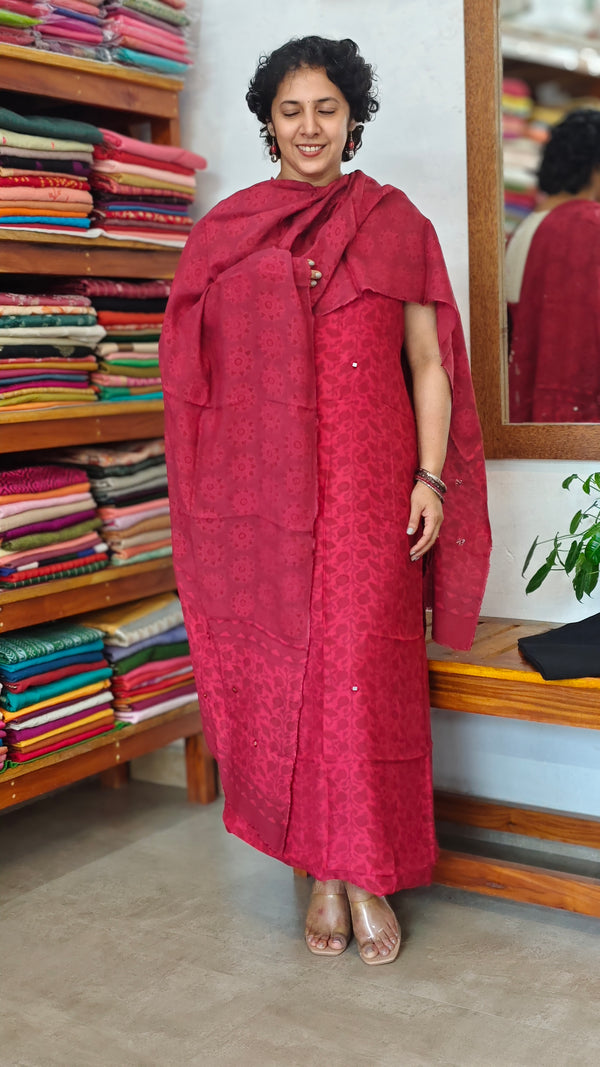 Reddish Pink Modal Cotton Suit
