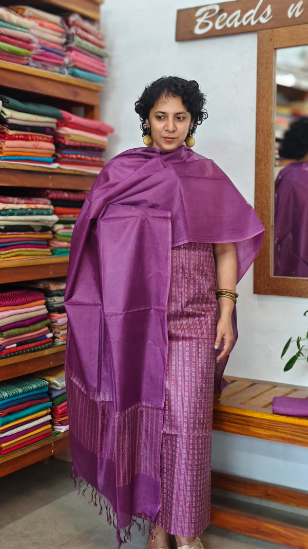 Orchid Purple Noel Tussar Silk suit - MNT4 - 2
