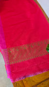 Cream and Pink Banarsi saree
