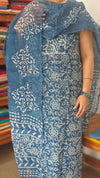 Indigo Block Printed Kota Doria Suit - GD331