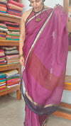 Wine Kota Silk Saree with Navy Blue Borders - KTS3