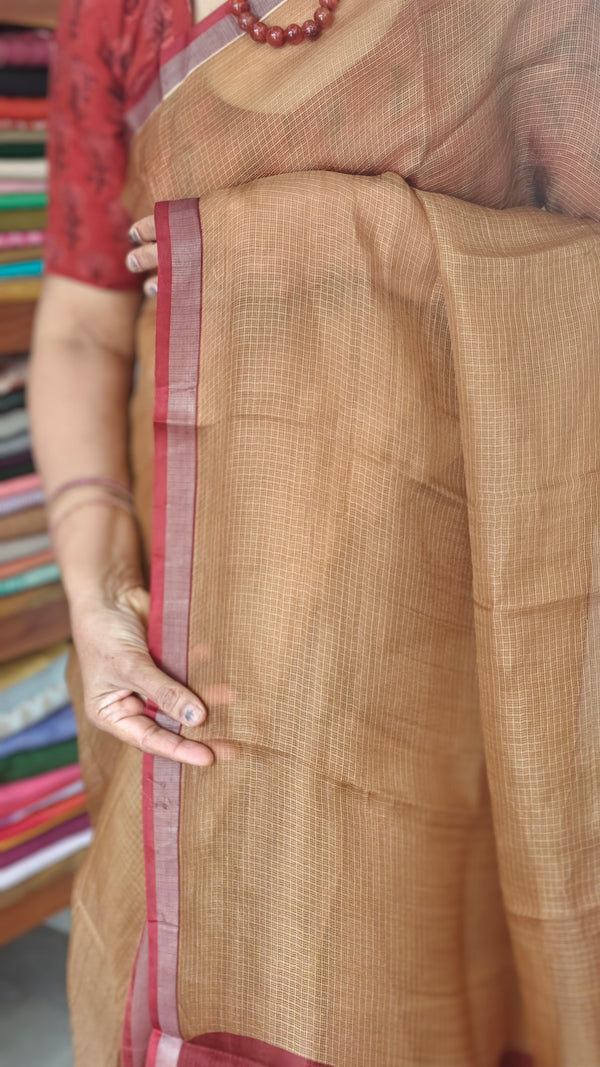 Mustard Beige Kota Silk Saree - KTS3 - 106PR