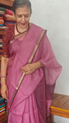 Lilac with Wine Kota Silk Saree - KTS3