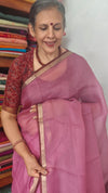 Lilac with Wine Kota Silk Saree - KTS3