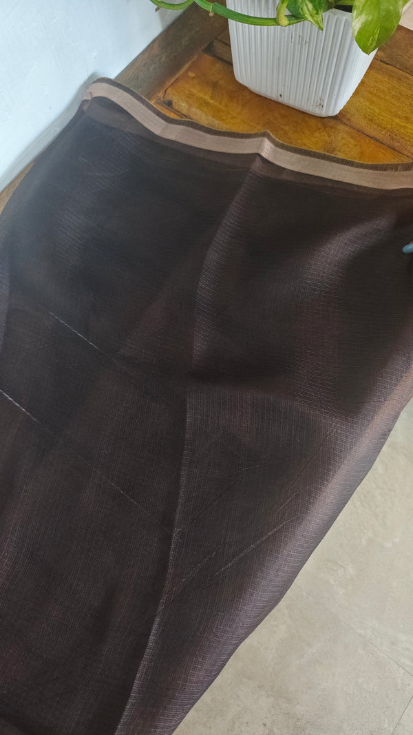 Mustard with Dark Brown Kota Silk Saree - KTS3