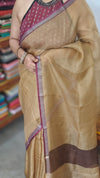 Brown Beige with Wine Border Kota Silk Saree - KTS3 - 107PR