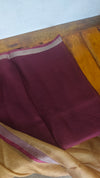 Dark Beige with Wine Border Kota Silk Saree - KTS3 - A1M