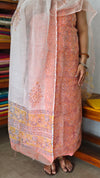 Peach Block Printed Kota Doria Suit - GD331 - P2