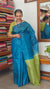 Blue and Green Tussar Silk Saree - 4D98