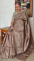 Chocolate Mauve Embroidered Tussar Silk Saree