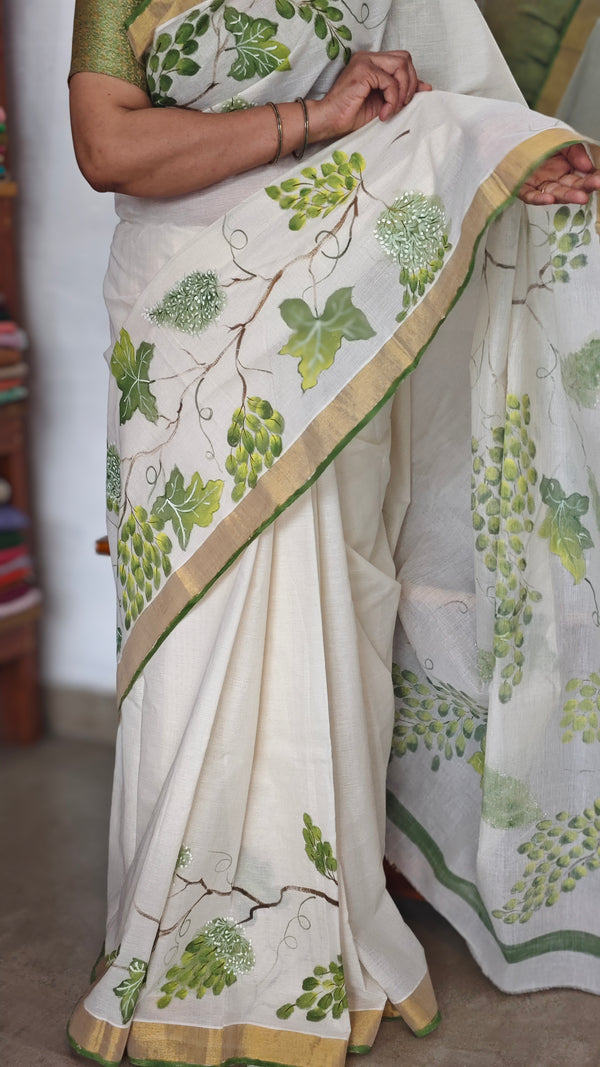 Hand Painted Kerala Saree