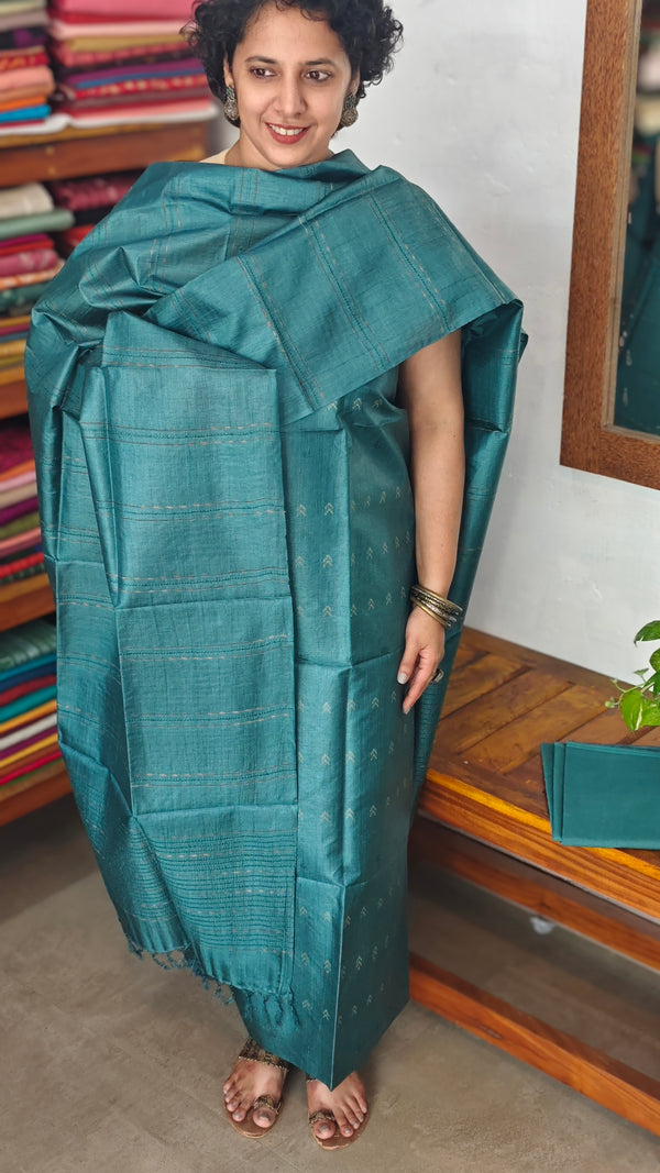 Peacock Green Tussar Silk Suit - PT18