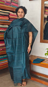 Deep Teal Blue Tussar Silk Suit - PT18