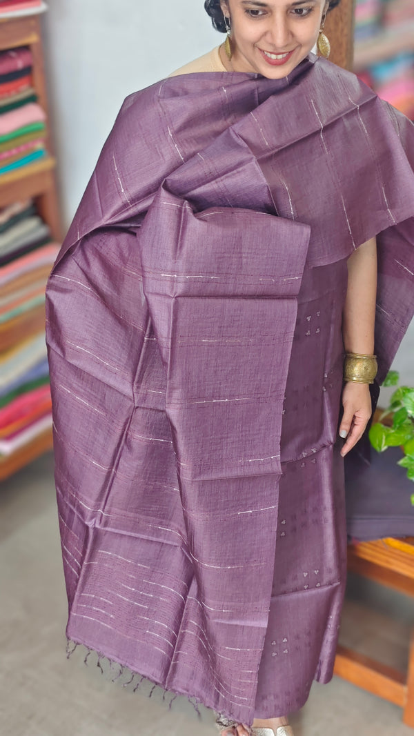 Plum Purple Tussar Silk Suit - PT18
