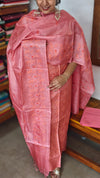 Dark Peach Embroidered Tussar Silk Suit - TBW4