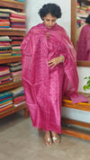 Dark Pink Embroidered Tussar Silk Suit - TBW4