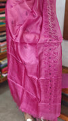 Dark Pink Embroidered Tussar Silk Suit - TBW4