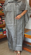Slate Grey Embroidered Tussar Silk Suit - TBW4