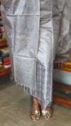 Light Grey Embroidered Tussar Silk Suit - GV83