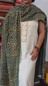 Off white cotton suit with Ajrakh Dupatta