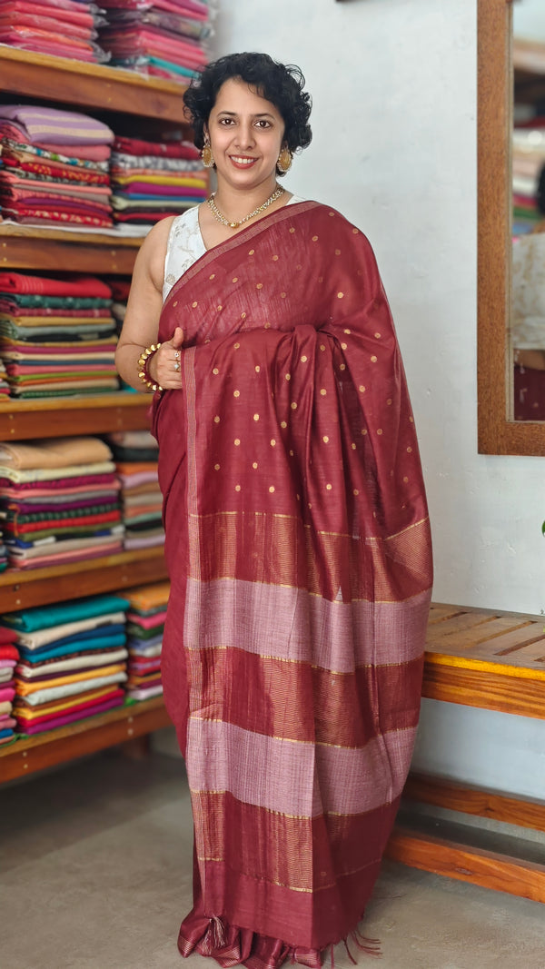 Maroon Semi Silk Saree - GC42