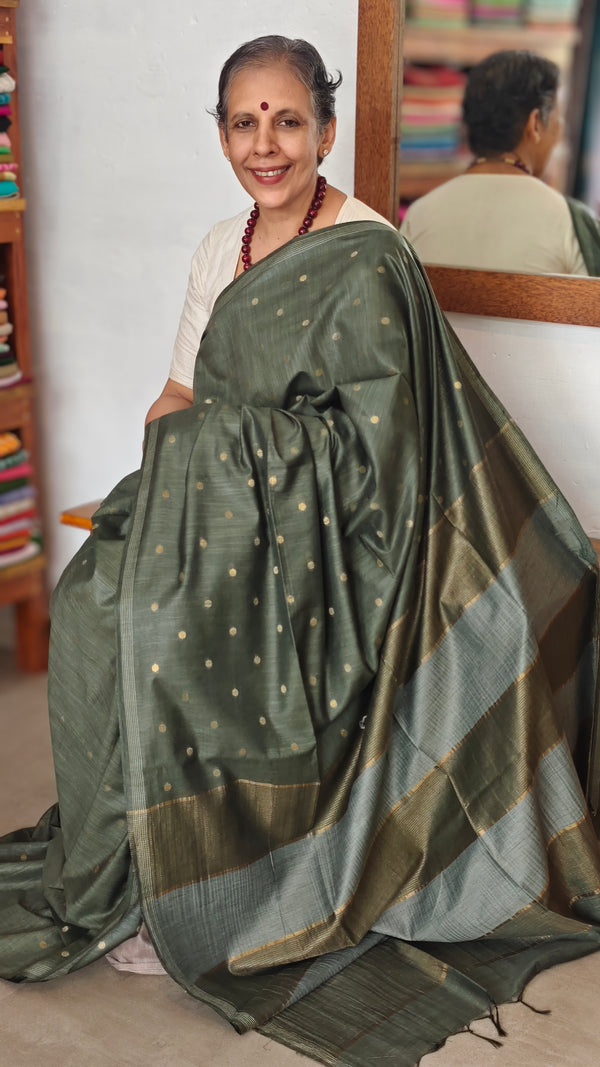 Dark Green Semi Silk Saree - GC42
