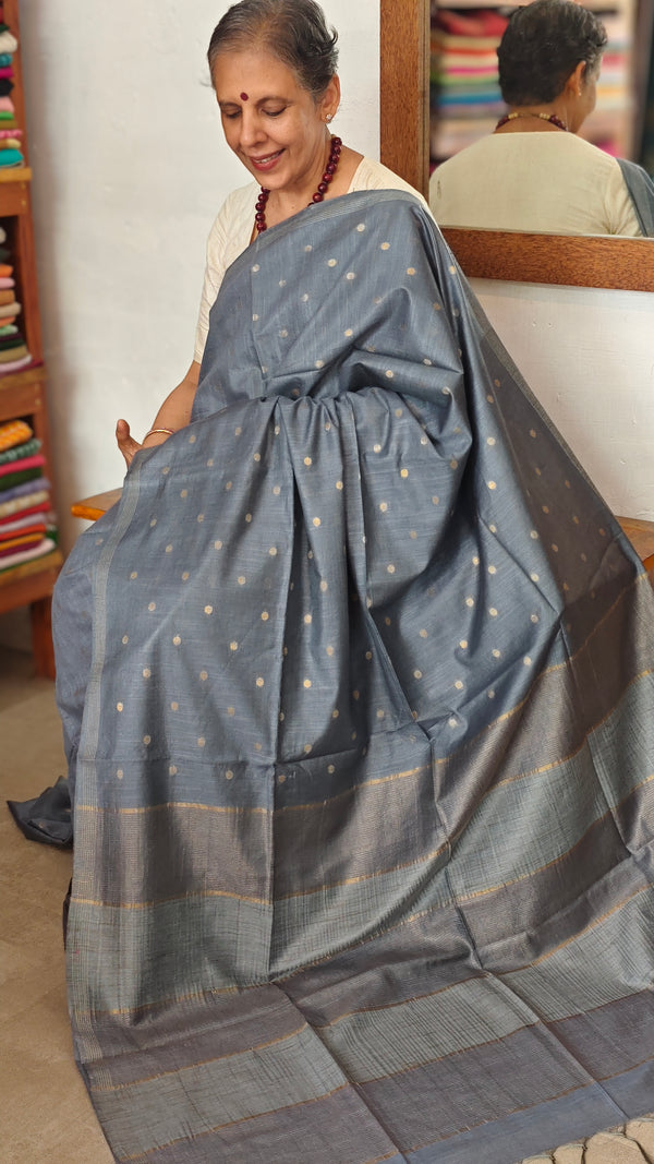 Agean Blue Semi Silk Saree - GC42