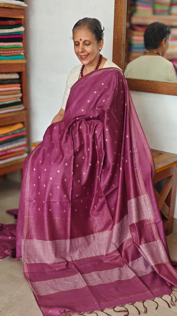 Wine Semi Silk Saree - GC42