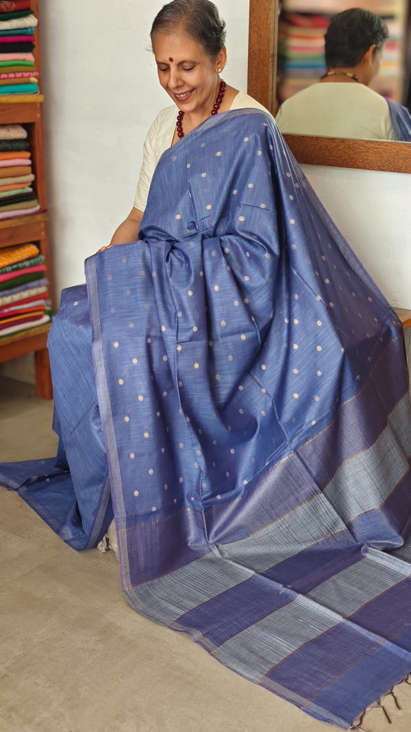 Blue Semi Silk Saree - GC42