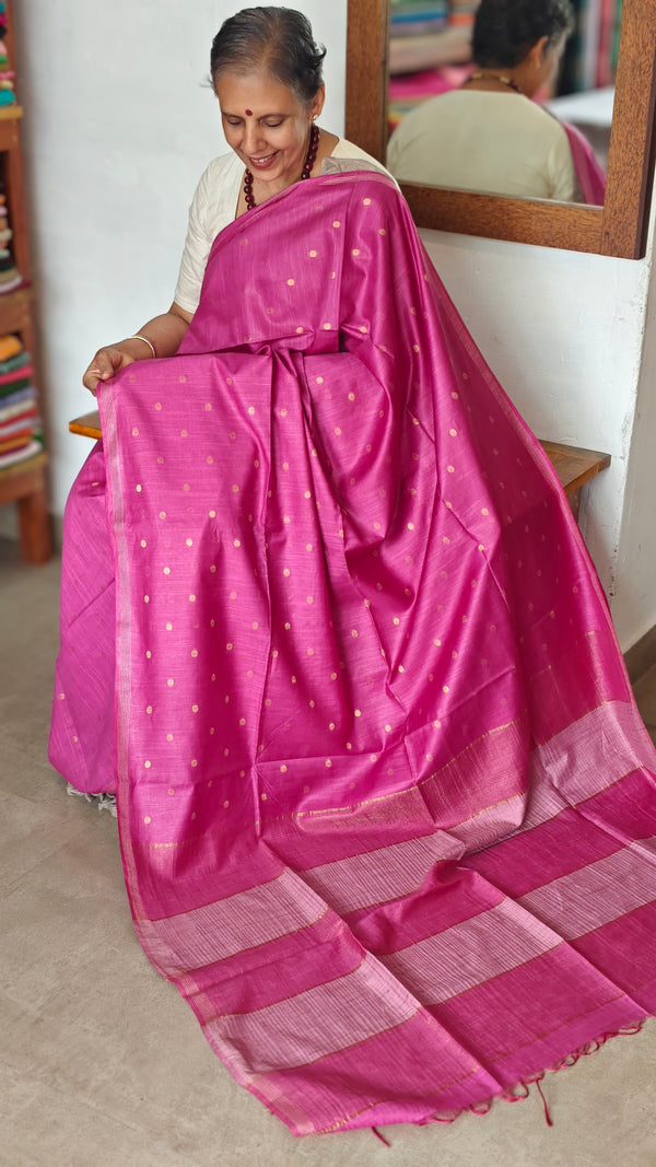 Dark Pink Semi Silk Saree - GC42